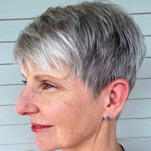 Sweet Side Swept Tapered Neckline Short Hairstyles For Women Over 60