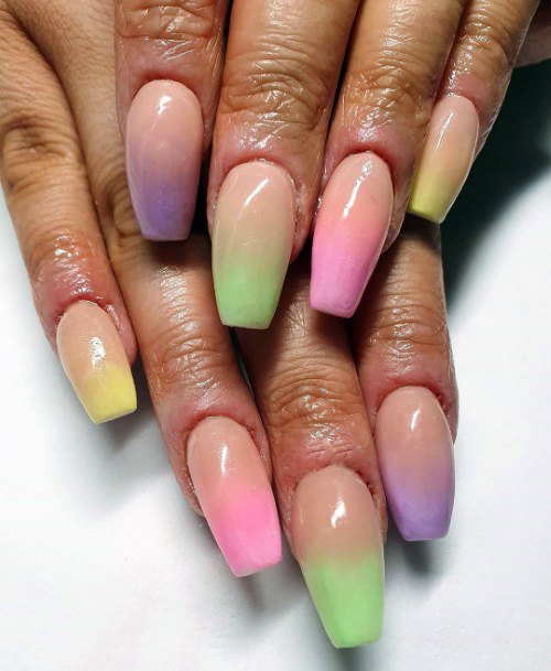 Sweet Soft Colorful Ombre Ballerina Nail Inspiration For Women