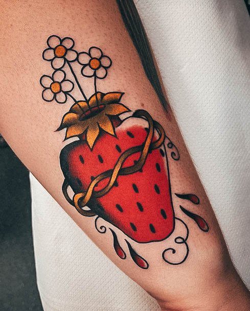 Sweet Strawberry Tattoo Designs For Girls