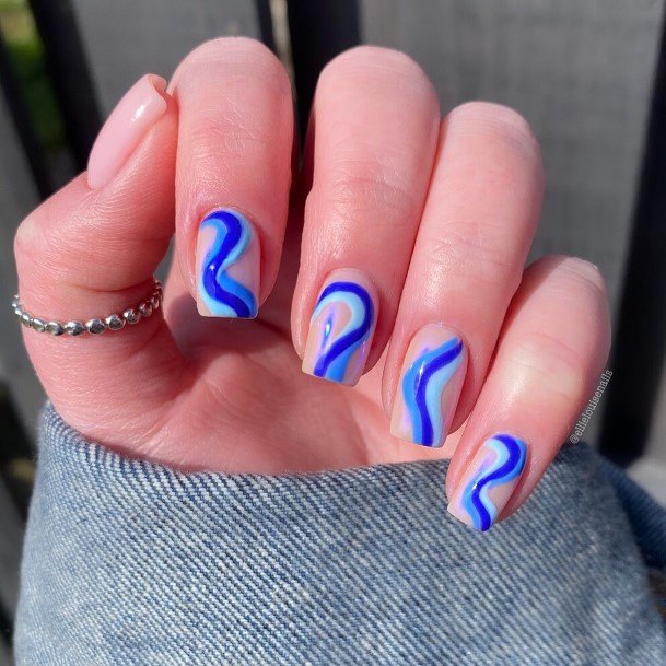 Sweet Styles Blue Short Nail Designs For Women