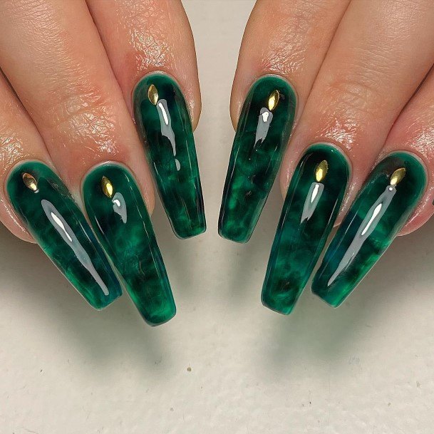 Sweet Styles Emerald Green Nail Designs For Women