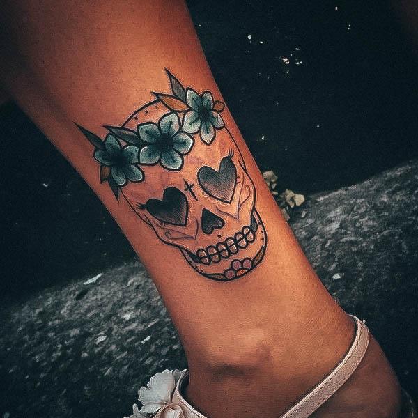 Sweet Sugar Skull Tattoo Designs For Girls