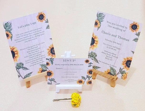 Sweet Sunflower Wedding Invitation Menu Inspiration Ideas