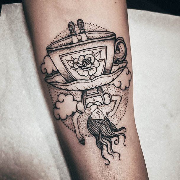 Sweet Tea Cup Tattoo Designs For Girls