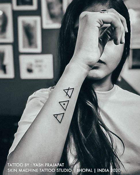 Sweet Triangle Tattoo Designs For Girls