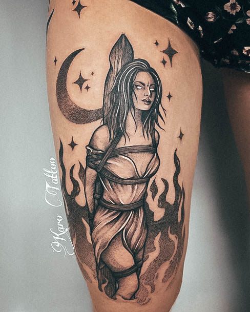 Sweet Witch Tattoo Designs For Girls