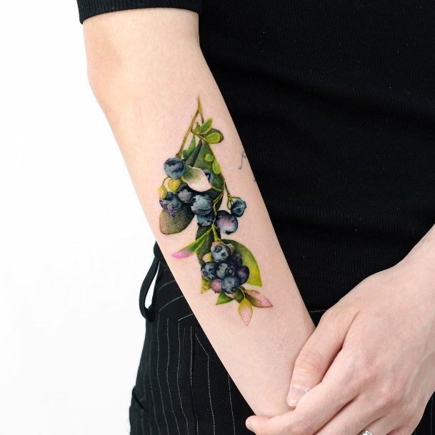 Sweet Womens Feminine Blueberry Tattoos