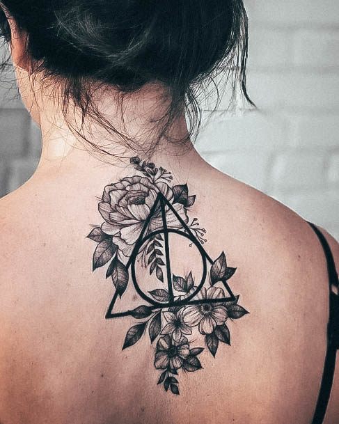 Sweet Womens Feminine Deathly Hallows Tattoos