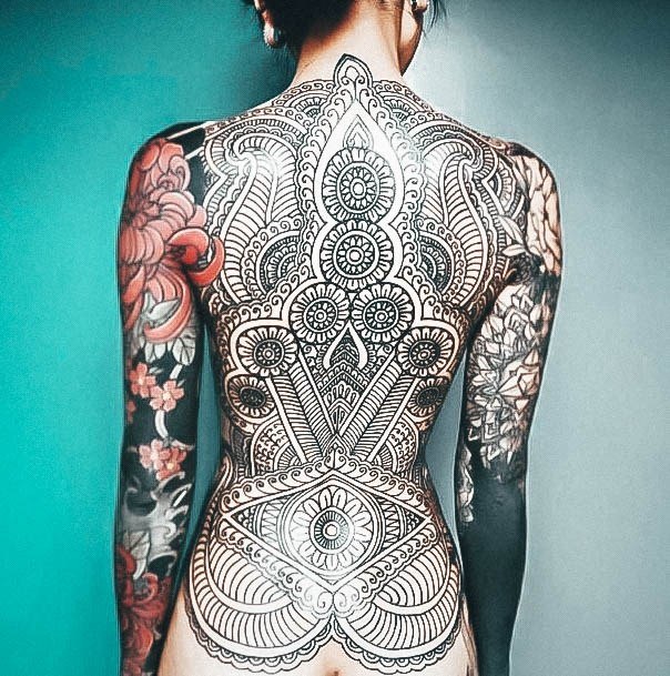 Sweet Womens Feminine Mandala Tattoos Back