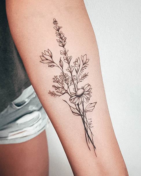 Sweet Womens Feminine Wildflower Tattoos