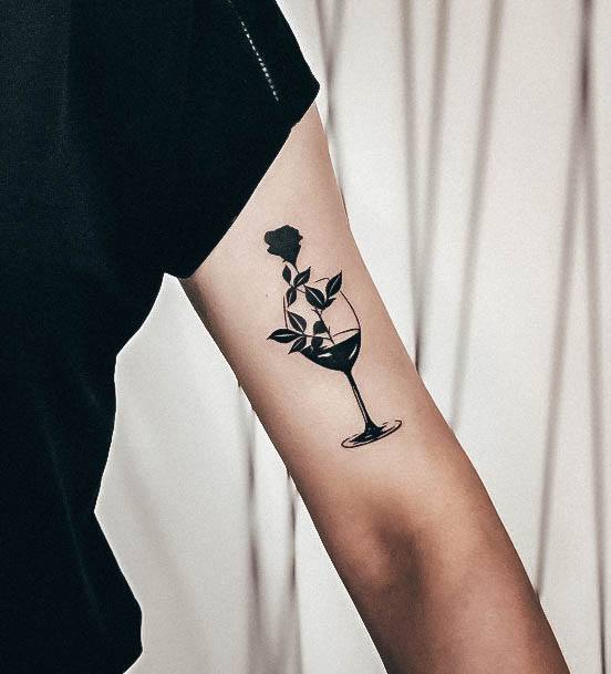 Sweet Womens Feminine Wine Tattoos