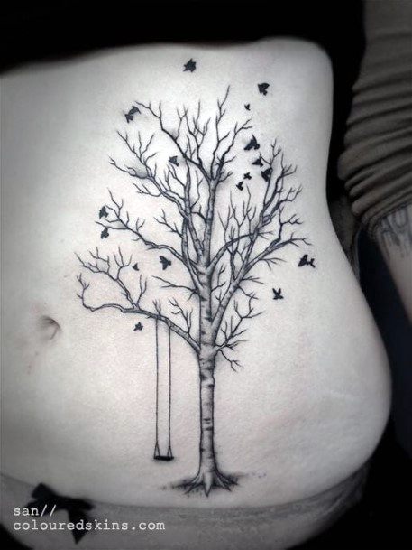 Swing On Tree Tattoo For Women Torso