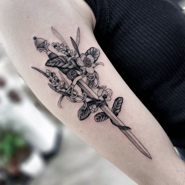 Sword Womens Feminine Sword Tattoos