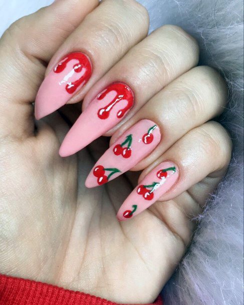 Syrupy Cherry Nails Women