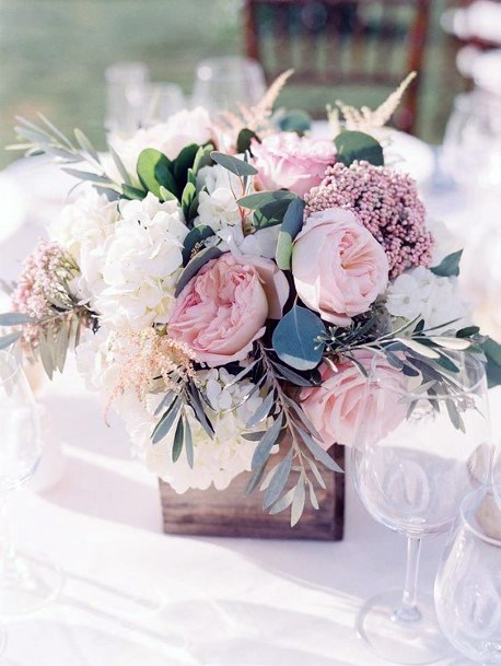 Table Decor Blush Flowers Wedding