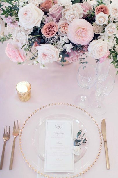 Table Decor Blush Rose Flowers Wedding