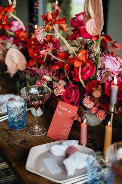 Table Decor Red Wedding Flowers