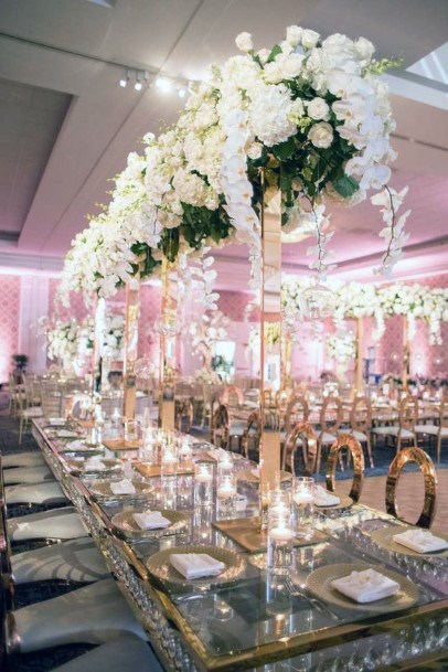 Table Decor Wedding White Flowers Indian