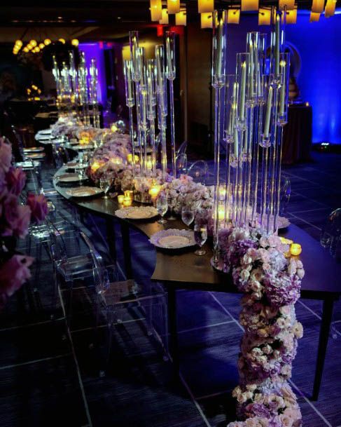 Table Runner Purple Wedding Flowers