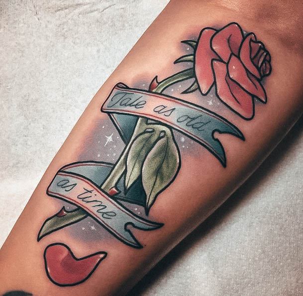 Tale As Old As Time Forearm Womens Cool Beauty And The Beast Tattoo Ideas