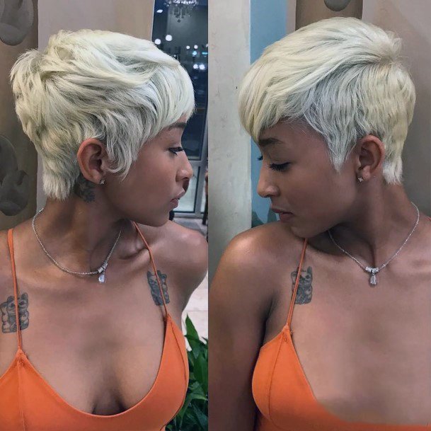 Tapered Blonde Pixie Messy Short Hairstyles For Black Women