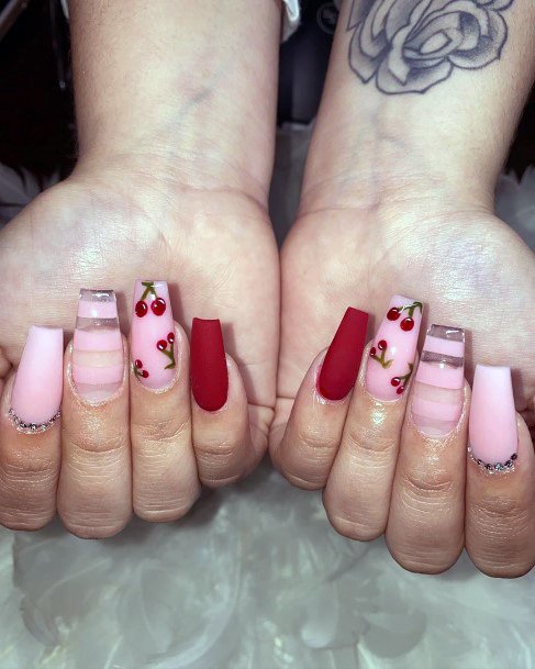 Tastey Cherry Nails Bubble Gum Pink Colored Nails Women