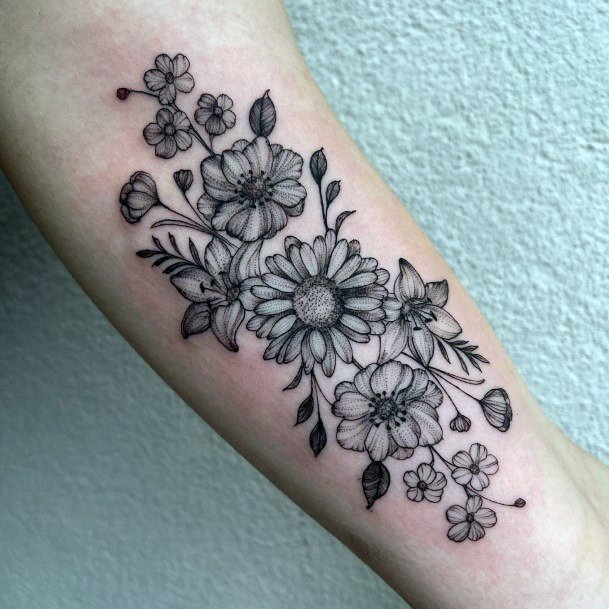 Tattoo Ideas Bouquet Design For Girls