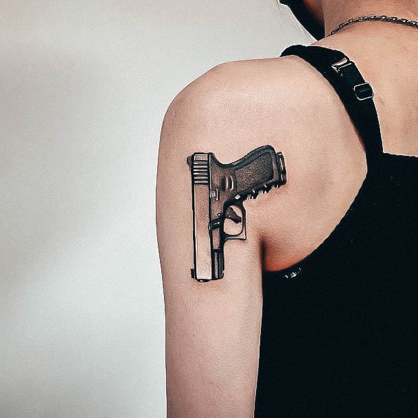 Tattoo Ideas Gun Design For Girls Shoulder