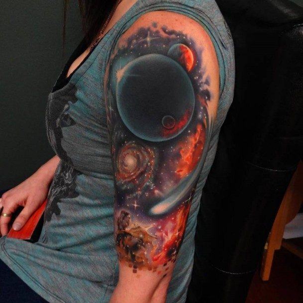 Tattoo Ideas Half Sleeve Womens Galaxy Design