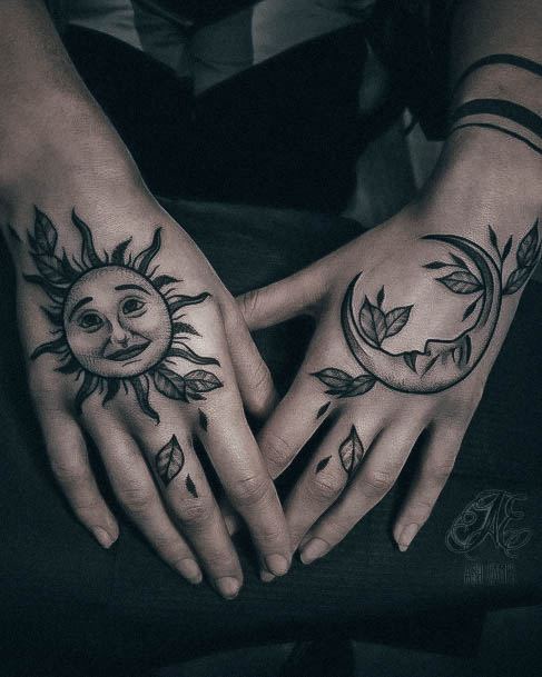 Tattoo Ideas Sun And Moon Design For Girls