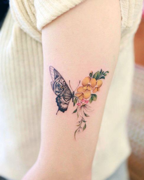 Tattoo Ideas Womens Butterfly Flower Design