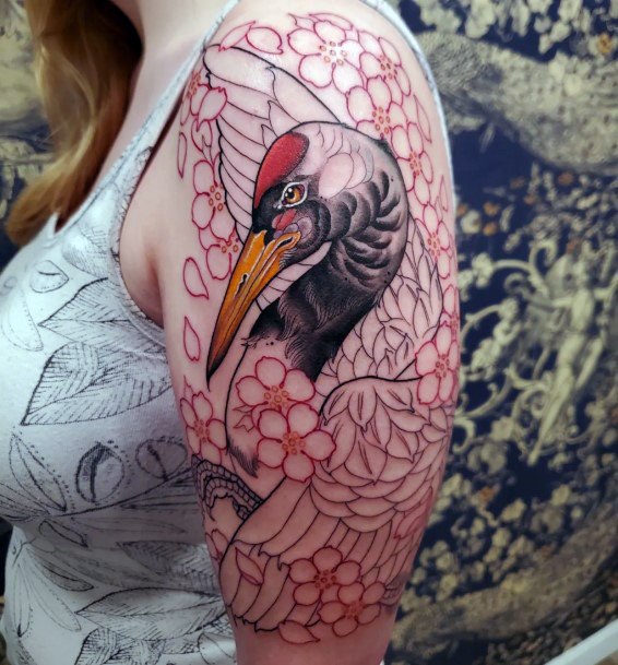 Tattoo Ideas Womens Crane Design