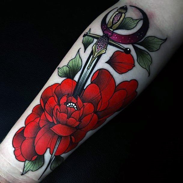 Tattoo Ideas Womens Dagger Rose Design