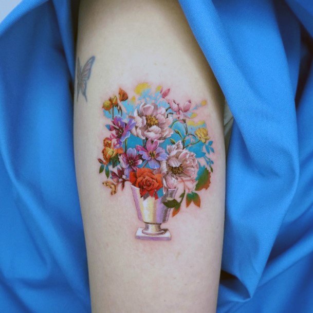 Tattoo Ideas Womens Flower Vase Design