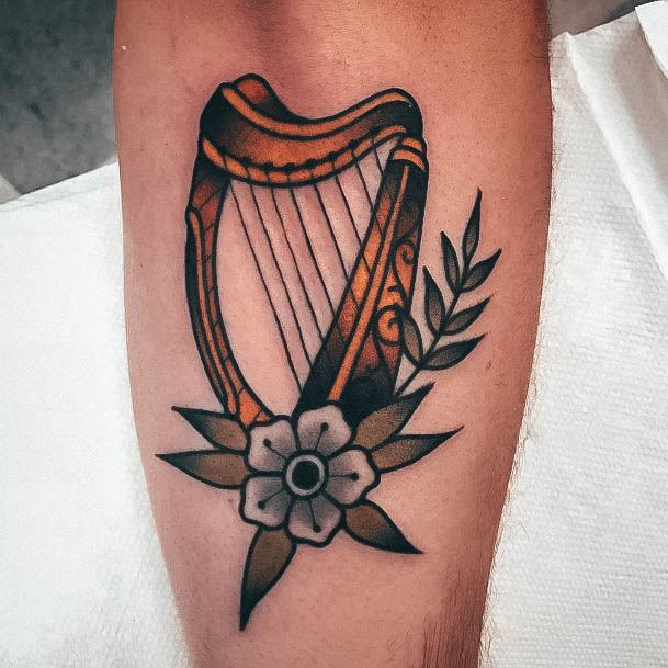 Tattoo Ideas Womens Harp Design