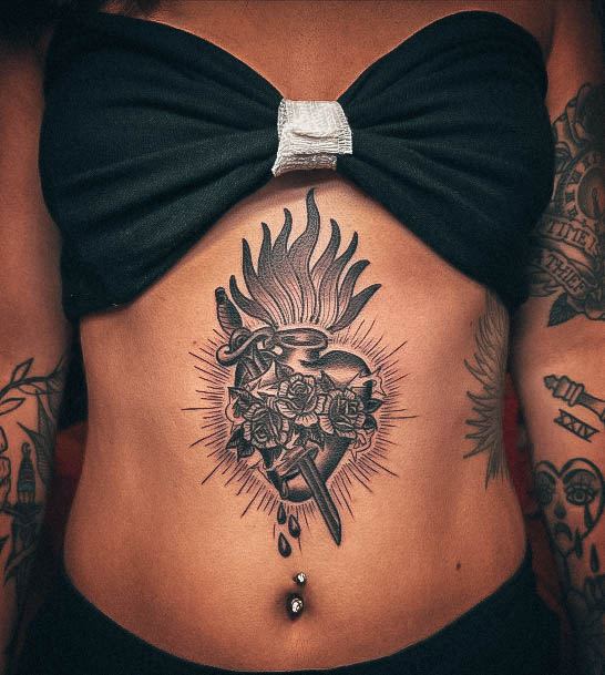 Tattoo Ideas Womens Sacred Heart Design