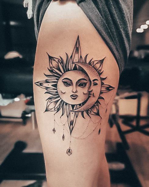 Tattoo Ideas Womens Sun And Moon Design