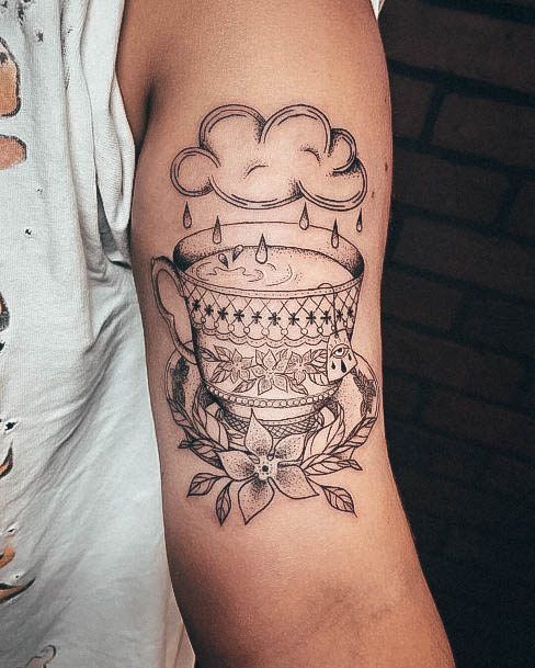 Tea Cup Female Tattoo Designs