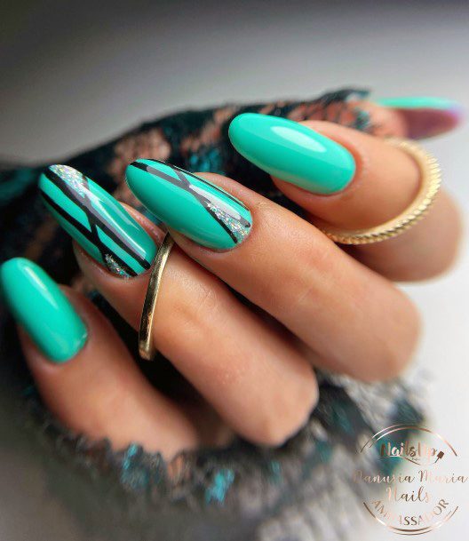 Teal Turquoise Dress Female Nail Designs