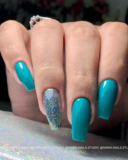 Teal Turquoise Dress Girls Nail Ideas