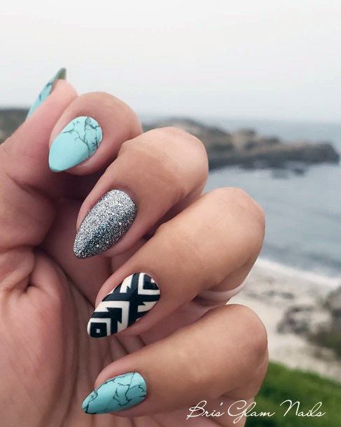 Teal Turquoise Dress Nails For Girls