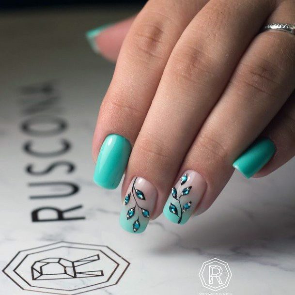 Teal Turquoise Dress Womens Nail Designs