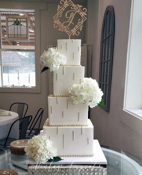 Tempting White Square Wedding Cake