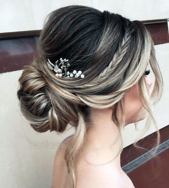 Tendril Bun With Braided Lead In And Formal Hair Comb