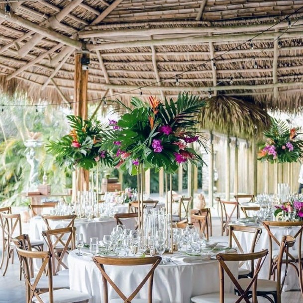 Tented Wedding Hall With Tropical Flowers