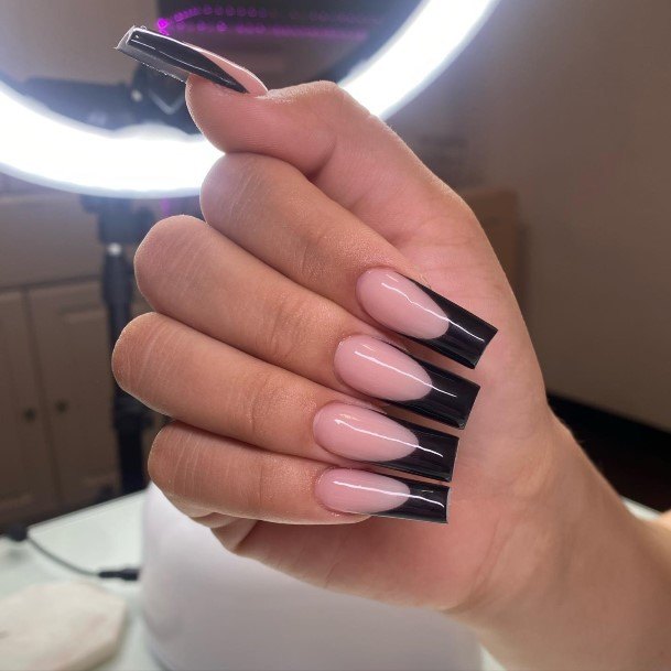 Terrific Design Ideas For Womens Black French Tip Nail