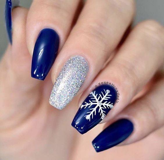 Terrific Design Ideas For Womens Blue Winter Nail