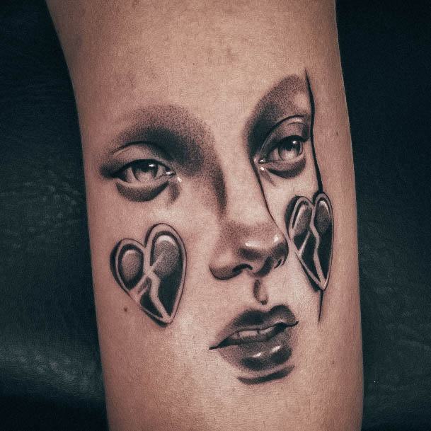 Terrific Design Ideas For Womens Broken Heart Tattoo