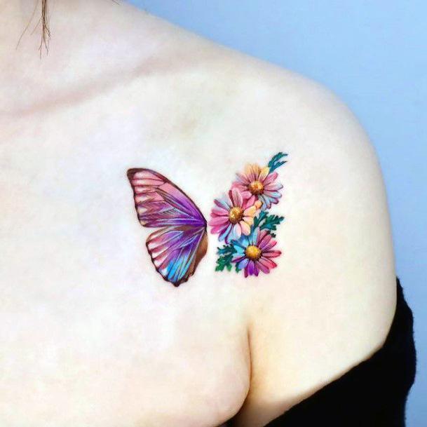 Terrific Design Ideas For Womens Butterfly Flower Tattoo