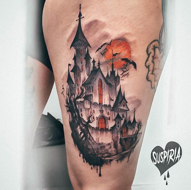 Terrific Design Ideas For Womens Castle Tattoo